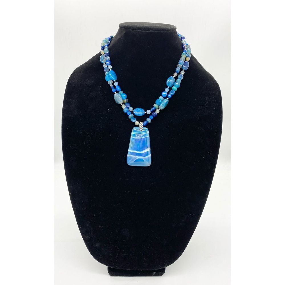 Signed Lucas Lameth necklace | LUC 925 CN | cobalt blue polished stone large bea - Picture 2 of 6